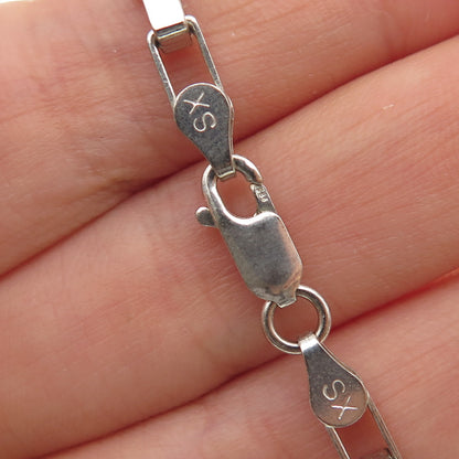 SX Sally C 925 Sterling Silver Vintage Italy Open Box Chain Necklace 18"