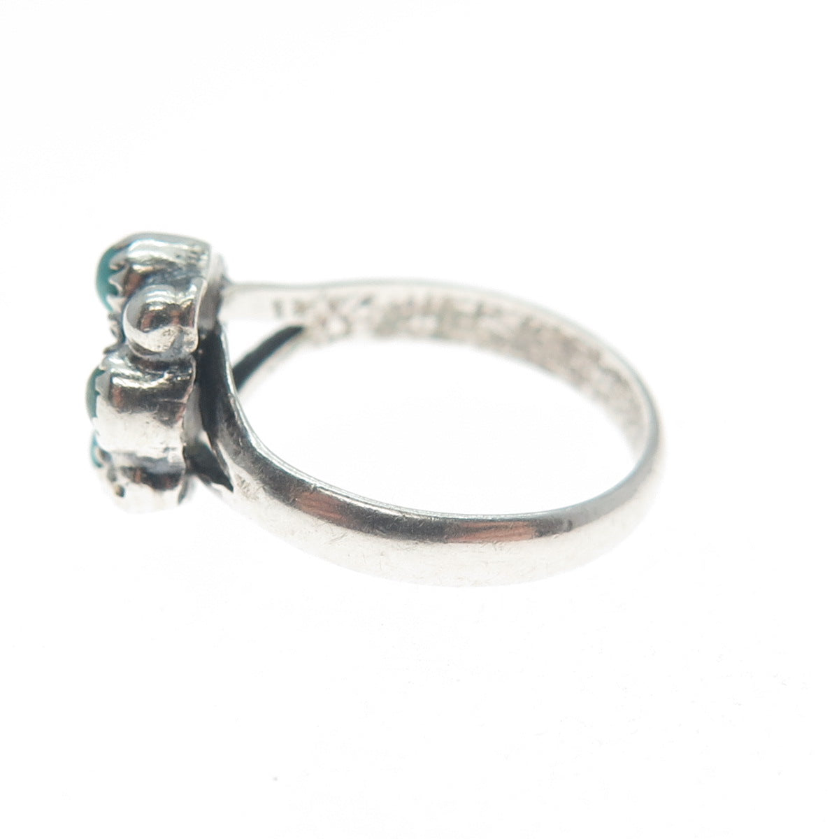 Old Pawn 925 Sterling Silver Vintage Real Turquoise Snake Eye Tribal Ring Size 3