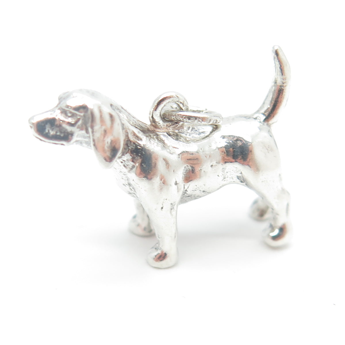 925 Sterling Silver Antique Art Deco Dog Minimalist 3D Charm Pendant