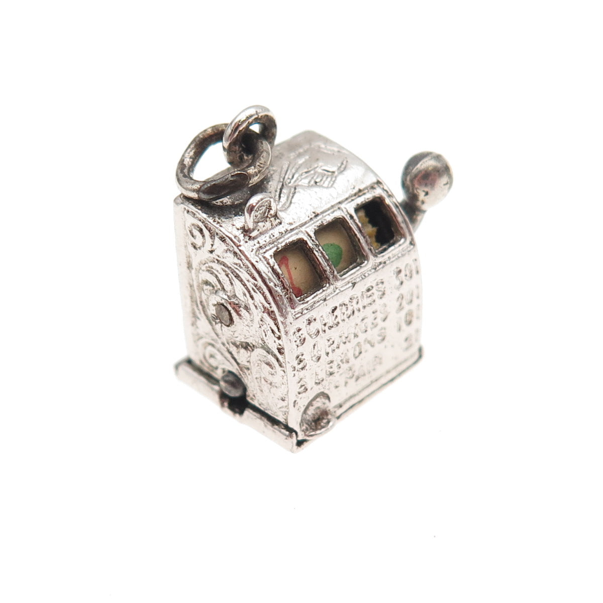 925 Sterling Silver Antique Art Deco Casino Slot Machine 3D Mini Charm Pendant