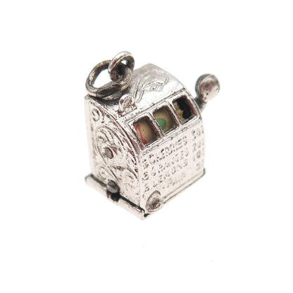 925 Sterling Silver Antique Art Deco Casino Slot Machine 3D Mini Charm Pendant