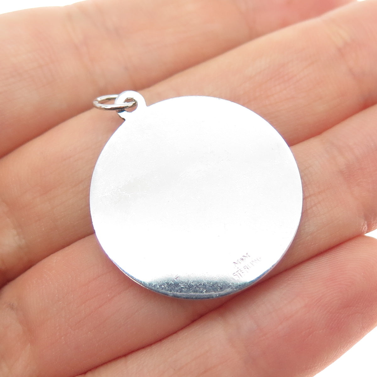MARK MERCY 925 Sterling Silver Vintage Boy Double Layered Charm Pendant