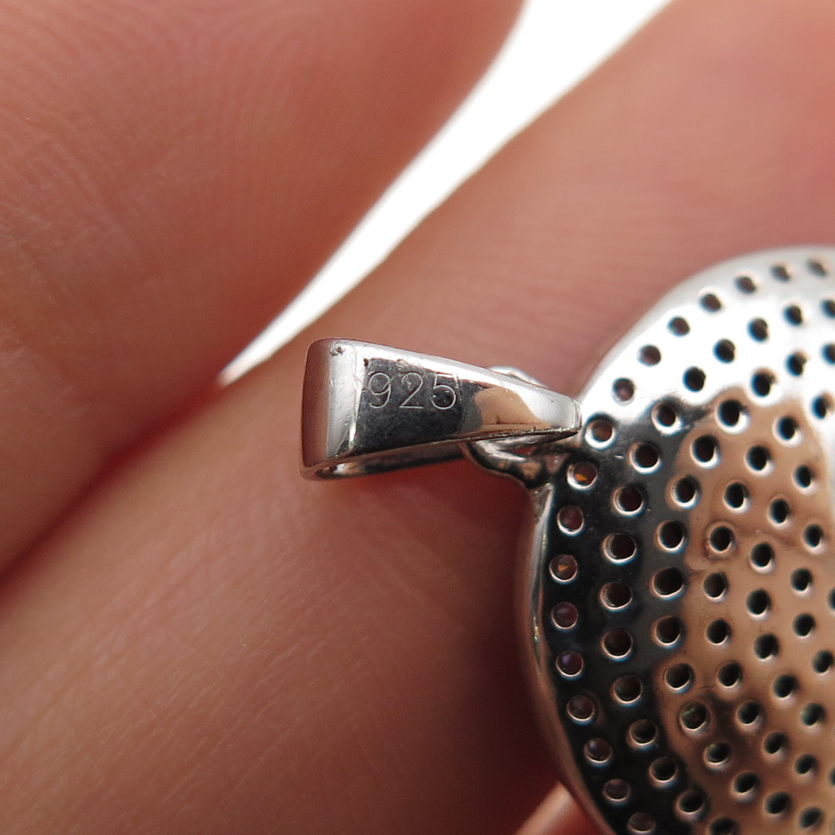 925 Sterling Silver Real Round-Cut Chrome Diopside & C Z Crescent Charm Pendant