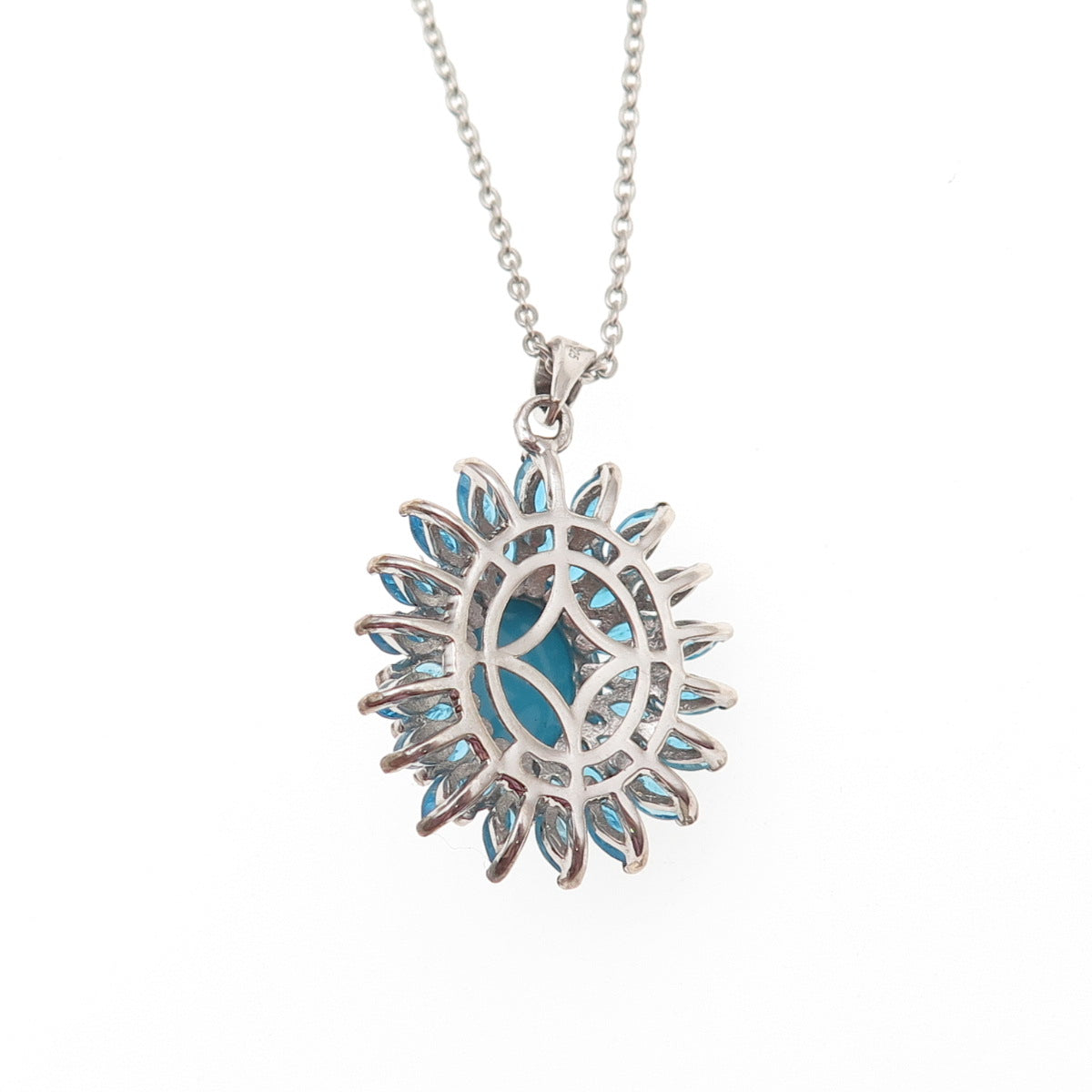 D'Joy Sterling Silver Real Sleeping Beauty Turquoise Apatite Chain Necklace 20"