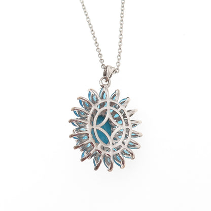 D'Joy Sterling Silver Real Sleeping Beauty Turquoise Apatite Chain Necklace 20"