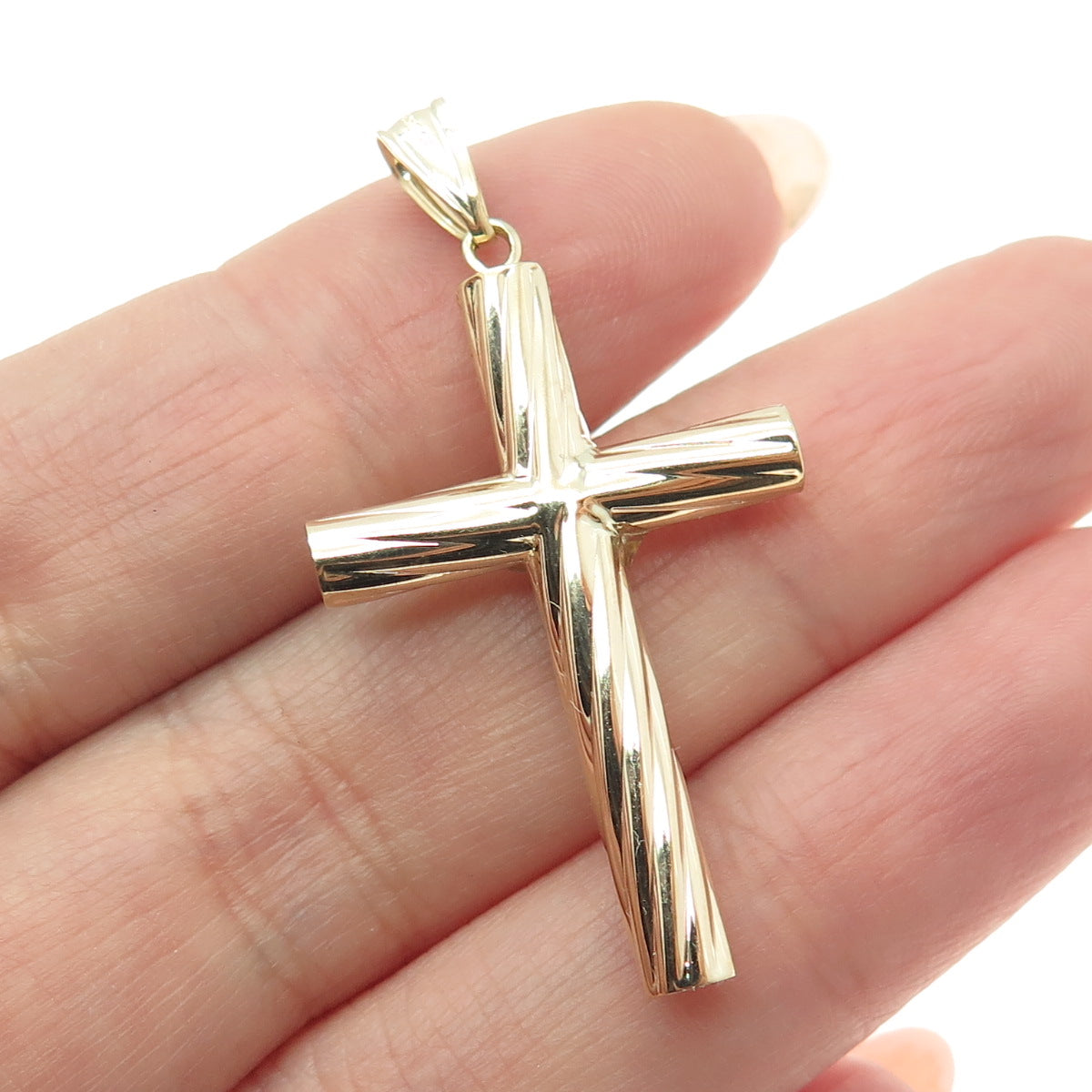 14K Yellow & White Gold Crucifix Cross Religious Charm Pendant