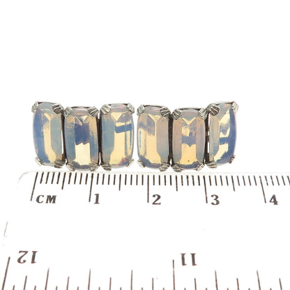 925 Sterling Silver Vintage Real Opalite Gemstone Screw Back Earrings