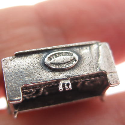 DANECRAFT 925 Sterling Silver Vintage Piano Oxidized Minimalist 3D Charm Pendant