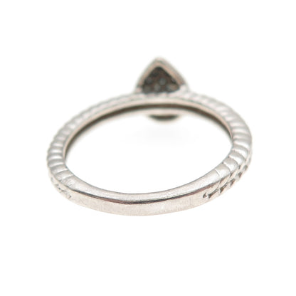 HN Heng Ngai 925 Sterling Silver Real Blue Diamond Teardrop Ring Size 6.25