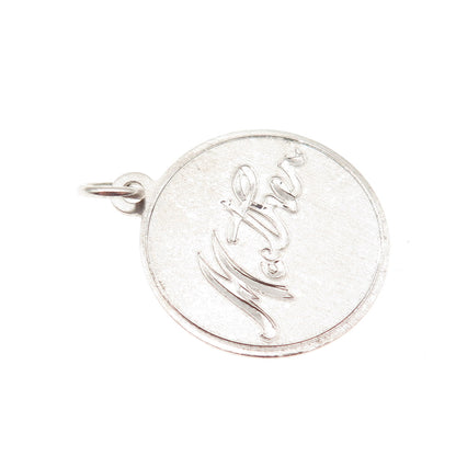 925 Sterling Silver Vintage Engraved Mother Round Tag Charm Pendant