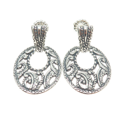 CAROLYN POLLACK 925 Sterling Silver Vintage Ornate Door Knocker Earrings