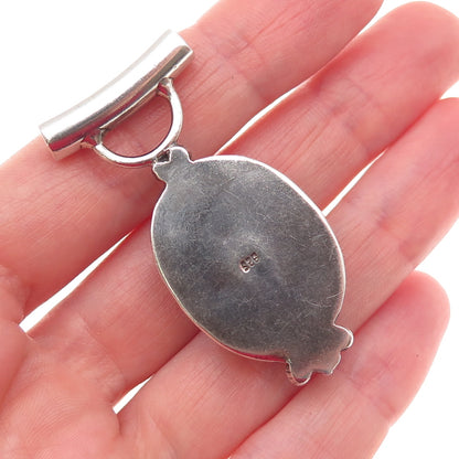 925 Sterling Silver Vintage Real Cabochon Eilat Modernist Slide Pendant
