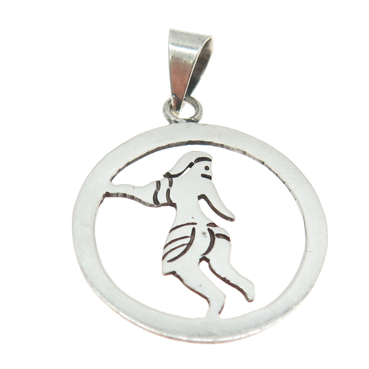 925 Sterling Silver Vintage Mexico Tribal Man Pendant
