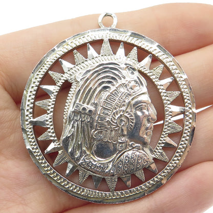 720 Silver Vintage Mexico 5 Pesos Cut-Out Indian Head Coin Pendant