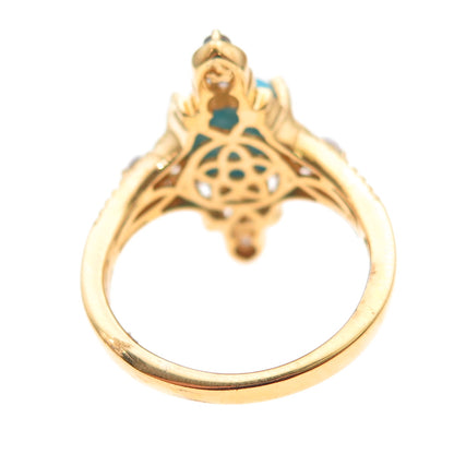 Chuck Clemency 925 Sterling Gold Plated Real Turquoise & Tanzanite Ring Size 8