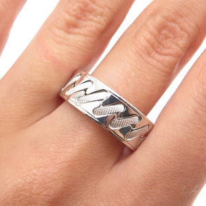 NEOS 925 Sterling Silver Textured Sewing Stitches Band Ring Size 10