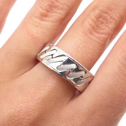 NEOS 925 Sterling Silver Textured Sewing Stitches Band Ring Size 10