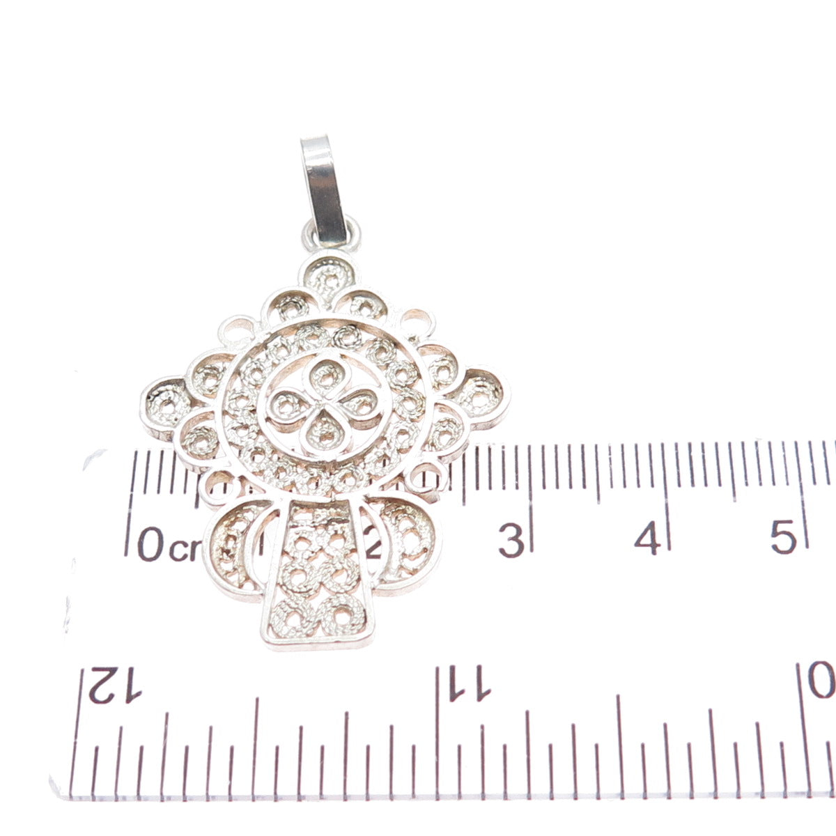 925 Sterling Silver Vintage Cross Filigree Charm Pendant