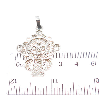 925 Sterling Silver Vintage Cross Filigree Charm Pendant