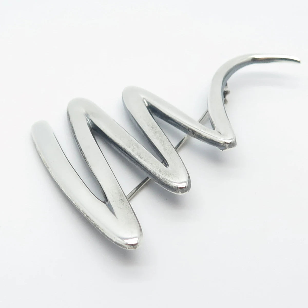 925 Sterling Silver Vintage Zigzag Pin Brooch