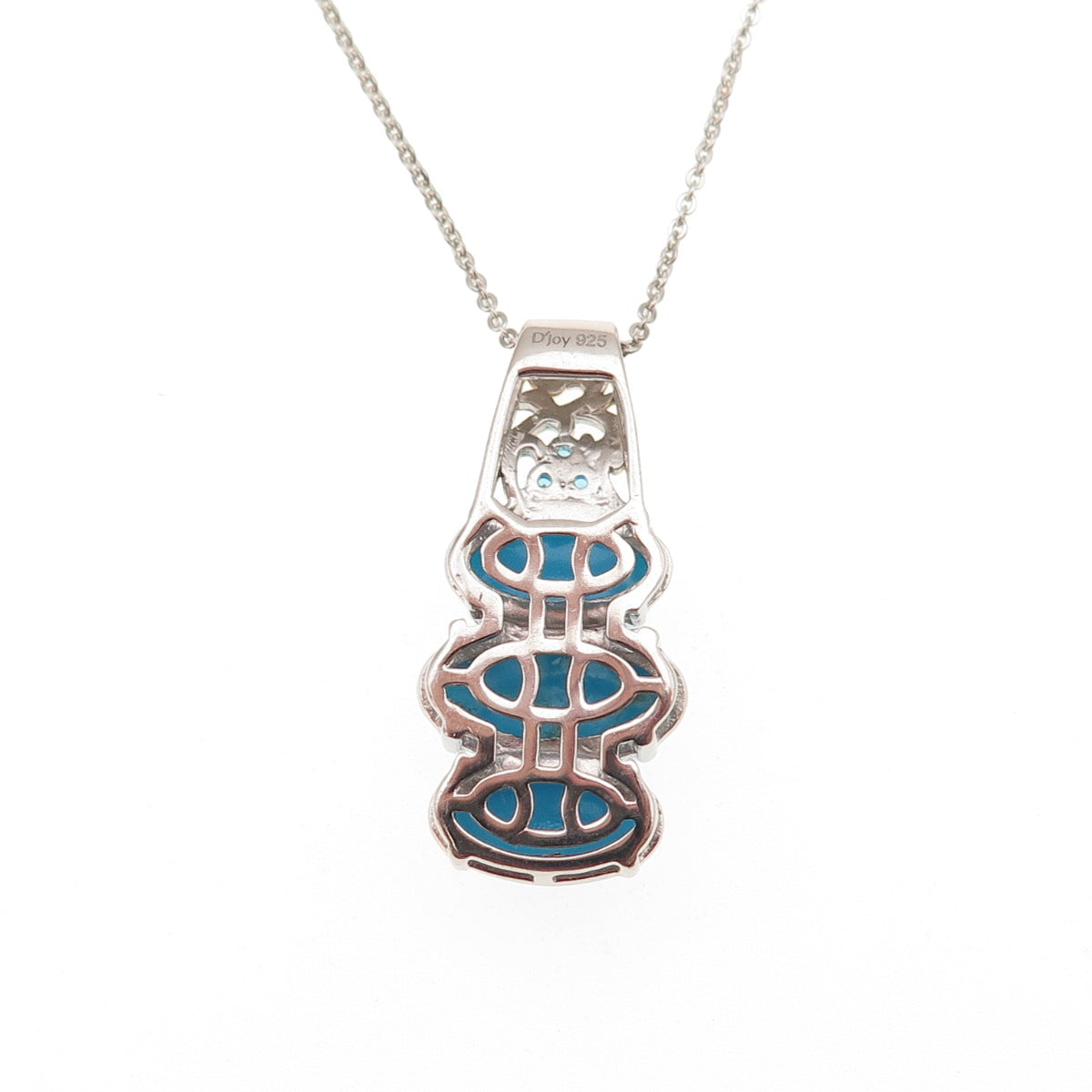 D'Joy Sterling Silver 2-Tone Real Turquoise & Apatite Cable Chain Necklace 20"