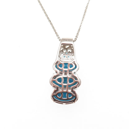 D'Joy Sterling Silver 2-Tone Real Turquoise & Apatite Cable Chain Necklace 20"