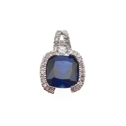 925 Sterling Silver Lab-Created Sapphire & C Z Mini Charm Pendant