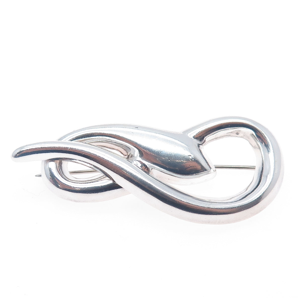 BARRA 925 Sterling Silver Vintage Modernist Snake Pin Brooch