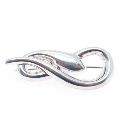 BARRA 925 Sterling Silver Vintage Modernist Snake Pin Brooch