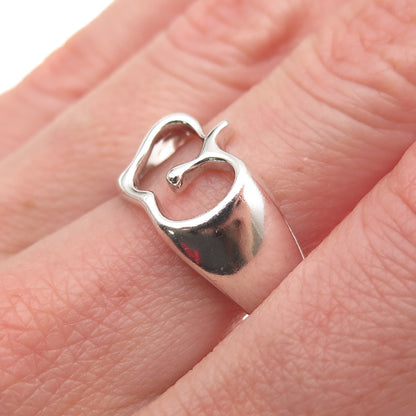 925 Sterling Silver Vintage Carved Apple Ring Size 8.25