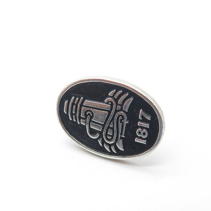 925 Sterling Silver Vintage Black Enamel 1817 Fire Hydrant Lapel Pin
