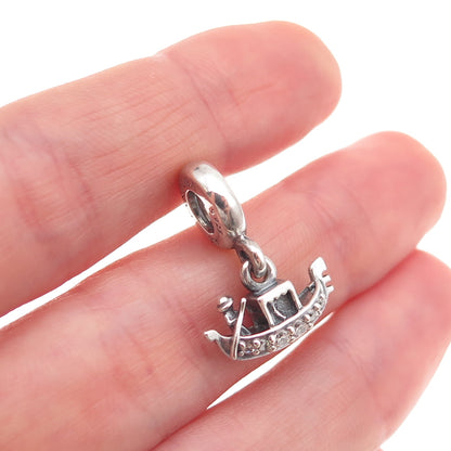 Pandora 925 Sterling Silver C Z Venice Gondola Dangle Charm
