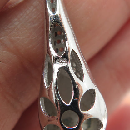 925 Sterling Silver Round-Cut C Z Teardrop Pendant