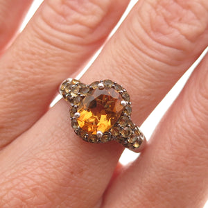 Michelle Albala 925 Sterling Silver Real Oval & Round-Cut Citrine Ring Size 7