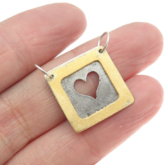 KCB Kathy Bransfield 925 Sterling Silver 2-Tone Vintage True Love Heart Pendant