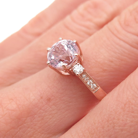 D'Joy 925 Sterling Silver Gold Plated Real Morganite & Moissanite Ring Size 8