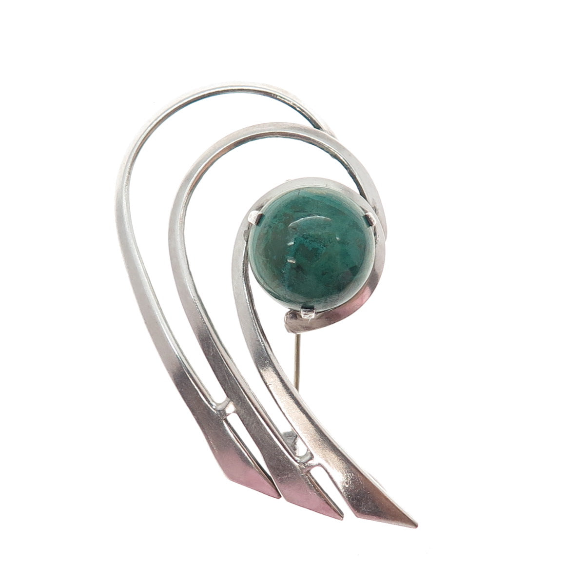 925 Sterling Silver Vintage Israel Real Eilat Modernist Wave Pin Brooch