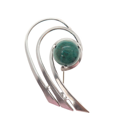 925 Sterling Silver Vintage Israel Real Eilat Modernist Wave Pin Brooch