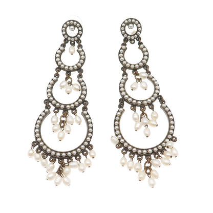 Ben-Amun Gold-Tone Vintage Faux Pearl Boho Dangle Earrings