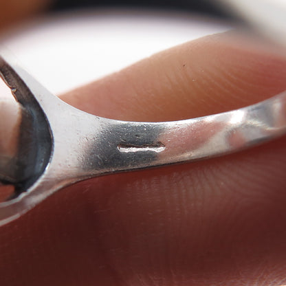 925 Sterling Silver Vintage Enamel Yin Yang Crescent Moon Ring Size 6.5