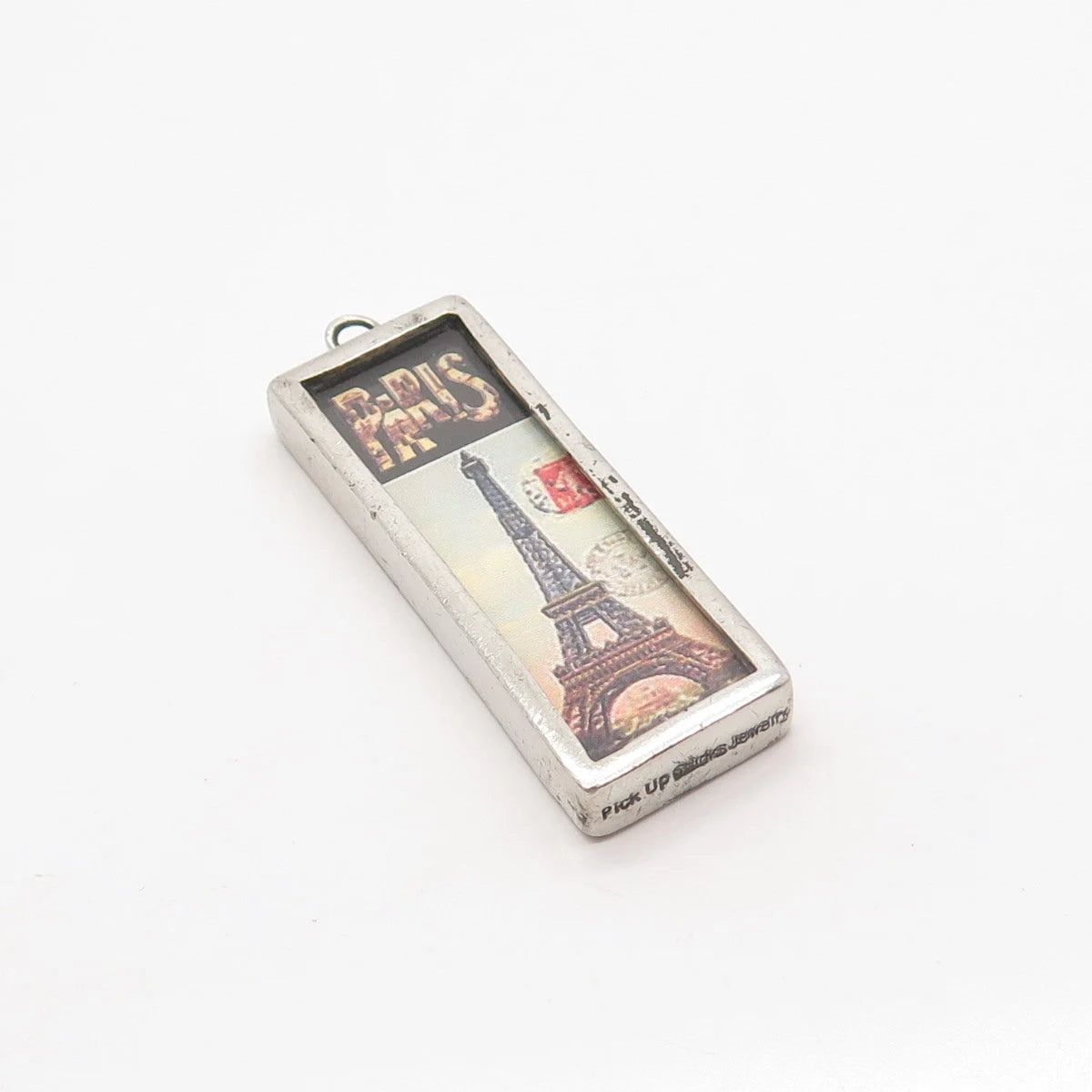 925 Sterling Silver Vintage Pick Up Sticks Jewelry "Paris" Eiffel Tower Pendant