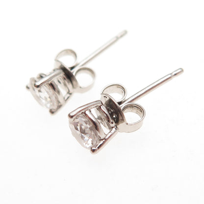 925 Sterling Silver Round-Cut C Z Stud Earrings
