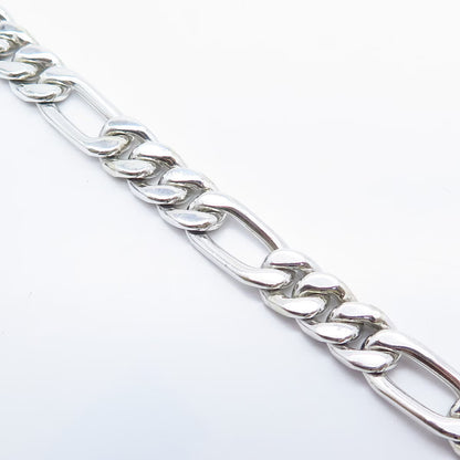 925 Sterling Silver Vintage Figaro Link Bracelet 8.25"