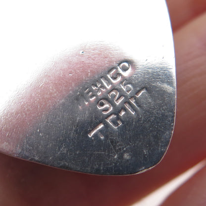 925 Sterling Silver Vintage Mexico Real Lapis Lazuli Heart Dangle Earrings