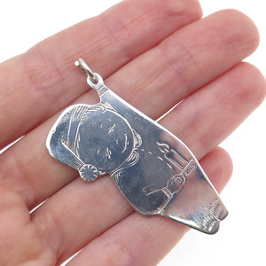 LUNT 925 Sterling Silver Vintage Tiny Tot Boy w/ Candle Ornament Pendant