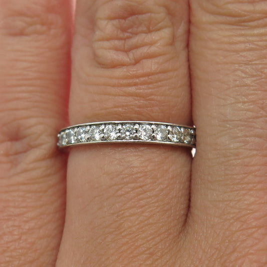 925 Sterling Silver Round-Cut C Z "Endless Love" All Around Eternity Ring Size 6