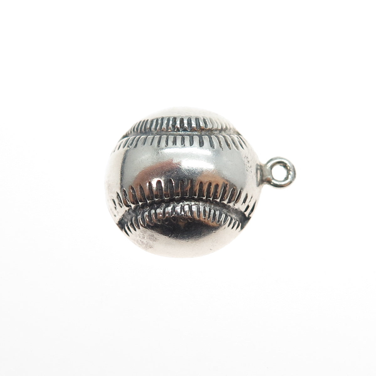 925 Sterling Silver Vintage Baseball Oxidized Mini Charm Pendant