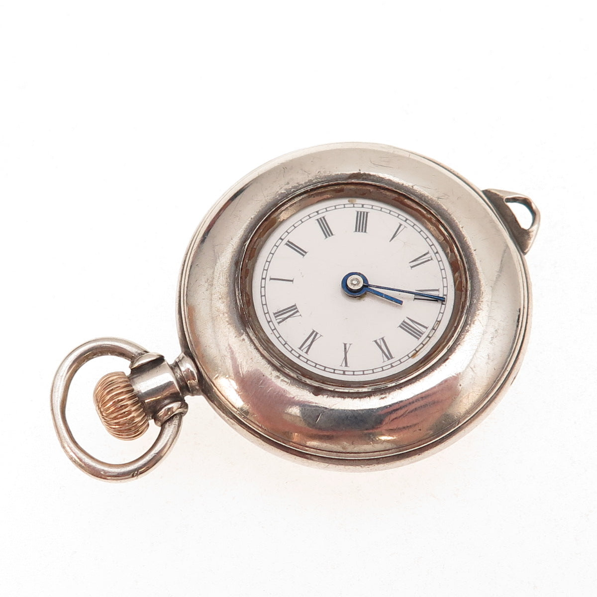 Elgin 925 Sterling & Gold Accent Antique Art Deco Open Face Pocket Watch