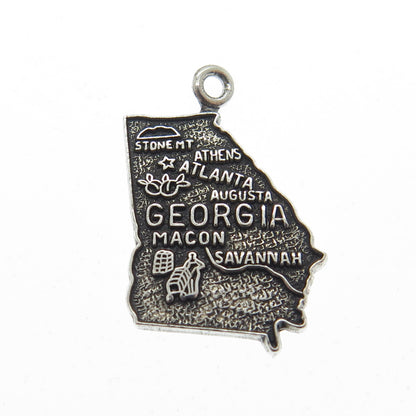 FRENCH & FRANKLIN 925 Sterling Silver Vintage Georgia State Map Charm Pendant