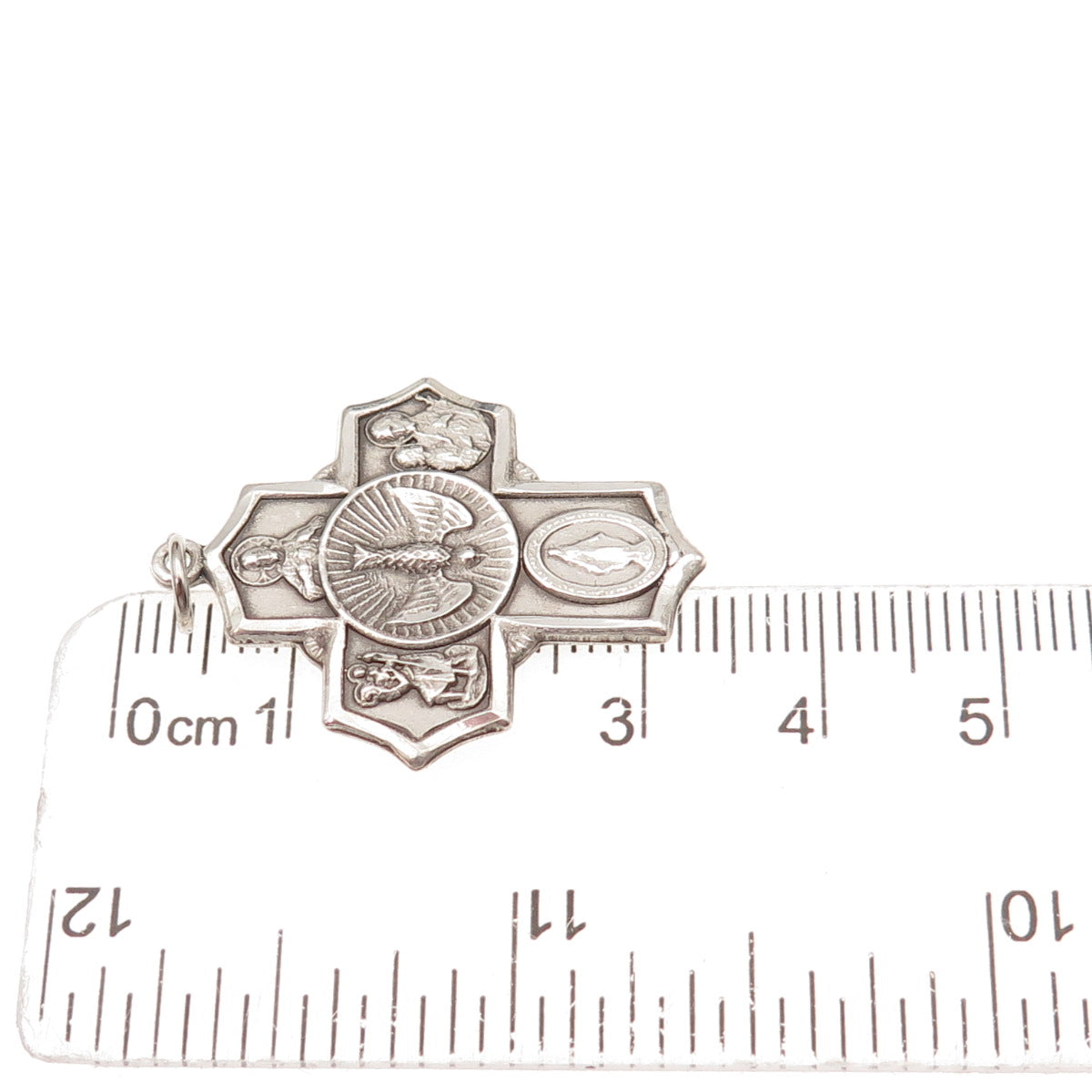 Bliss 925 Sterling Silver Antique Art Deco 4-Way Cross Catholic Charm Pendant